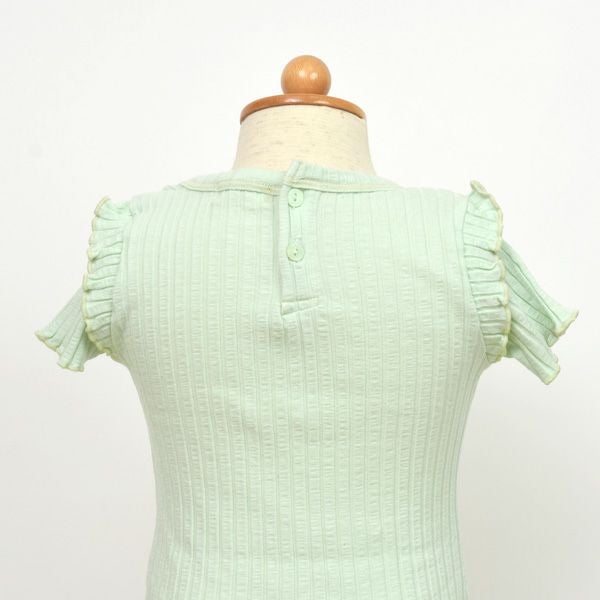 オーガニックコットン ベビーリブスラブラッフルボディスーツ(半袖)