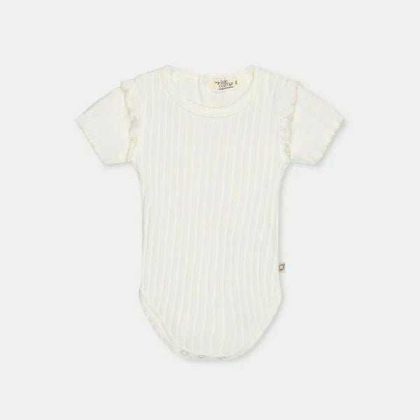 オーガニックコットン ベビーリブスラブラッフルボディスーツ(半袖)