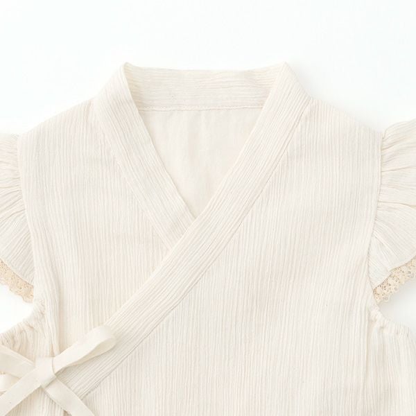 オーガニックコットン ベビー楊柳フリル甚平