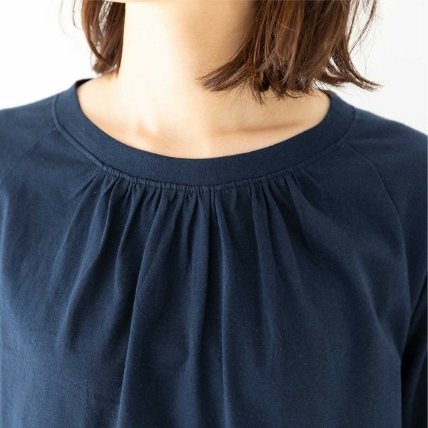 オーガニックコットン 天竺ラグランスリーブギャザートップ