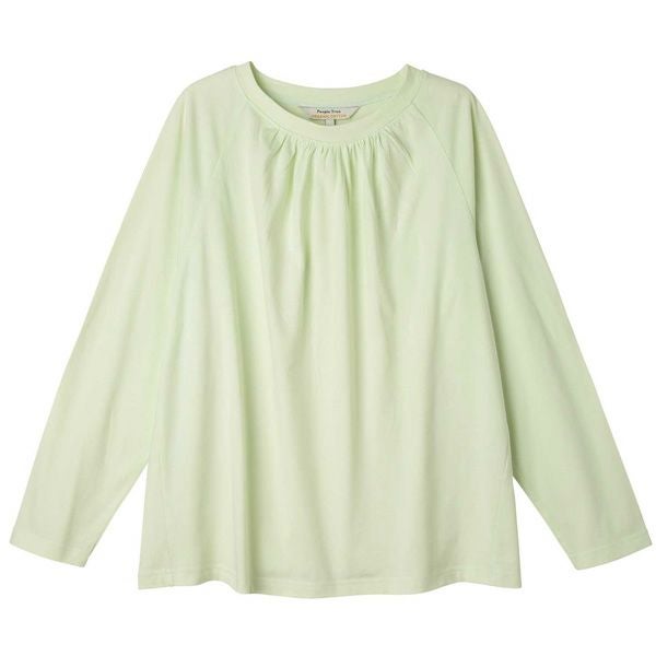オーガニックコットン 天竺ラグランスリーブギャザートップ