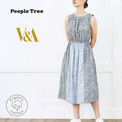 オーガニックコットン Ｖ＆Ａマートン柄ノースリーブフレアワンピース