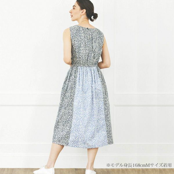 オーガニックコットン Ｖ＆Ａマートン柄ノースリーブフレアワンピース