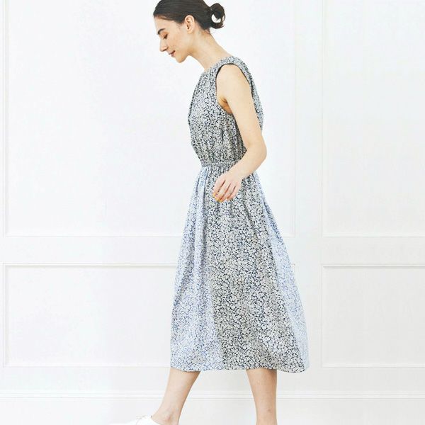 オーガニックコットン Ｖ＆Ａマートン柄ノースリーブフレアワンピース