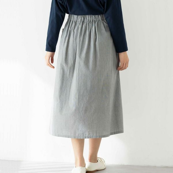 【SALE／10%OFF】オーガニックコットン 手織りブルーベル刺繍サイドポケットタックスカート