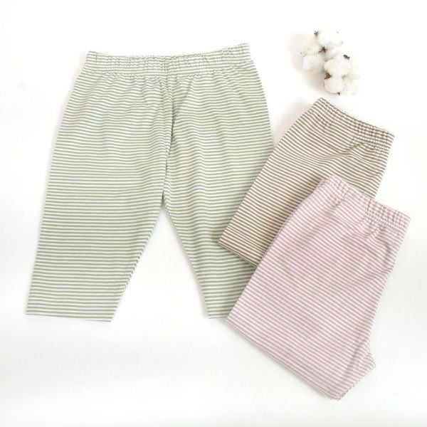 オーガニックコットン キッズカプリレギンスFineStripe