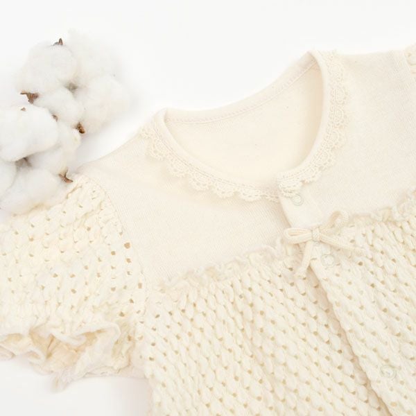 オーガニックコットン ベビーソルブロンメッシュ半袖カバーオール