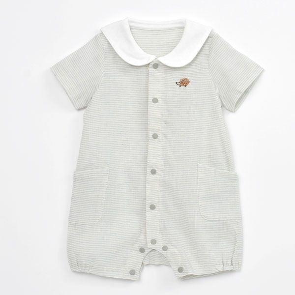 オーガニックコットン ベビーショートカバーオール はりねずみ