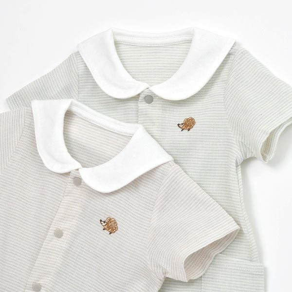 オーガニックコットン ベビーショートカバーオール はりねずみ