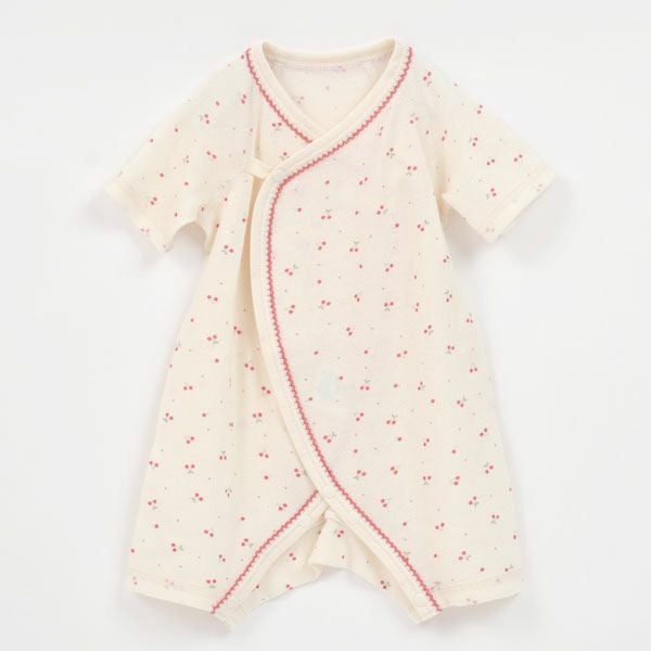 オーガニックコットン ベビー吊天竺コンビオール さくらんぼ