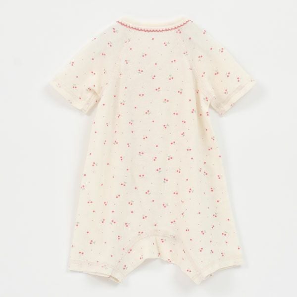 オーガニックコットン ベビー吊天竺コンビオール さくらんぼ