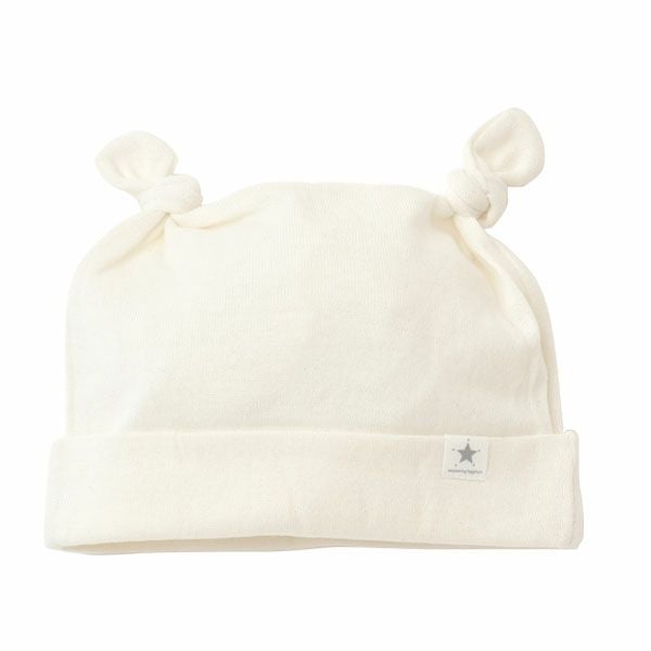 オーガニックコットン ベビー吊天竺2つ結び帽子