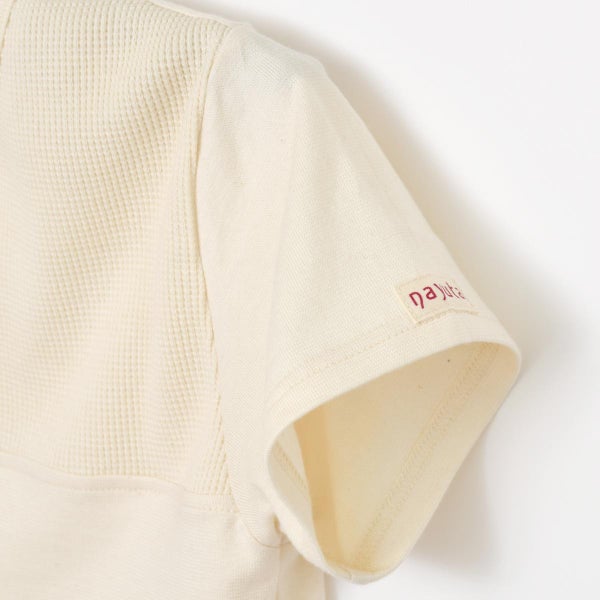 オーガニックコットン キッズワッフル切替半袖Tシャツ