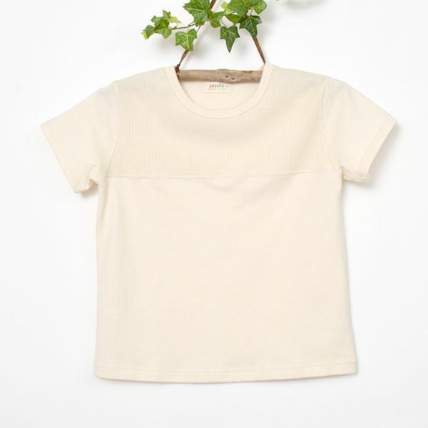 オーガニックコットン キッズワッフル切替半袖Tシャツ