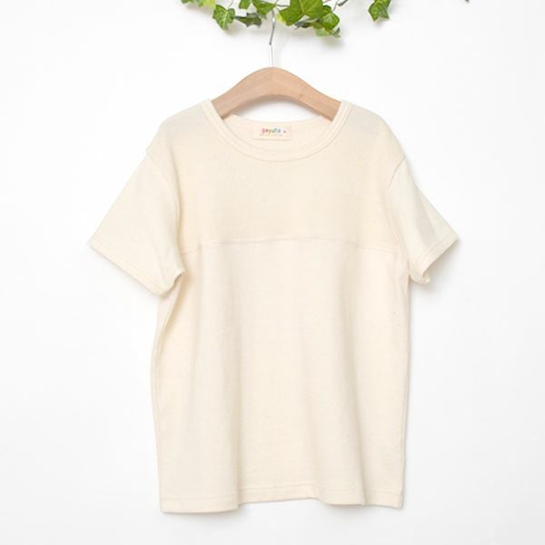 オーガニックコットン キッズワッフル切替半袖Tシャツ