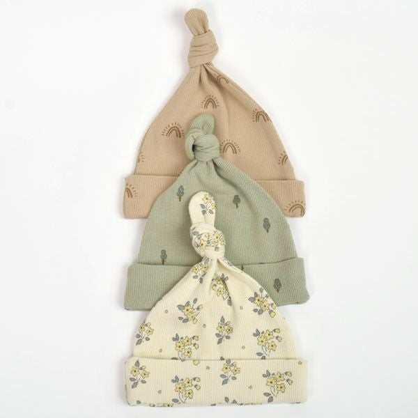 オーガニックコットン ベビー結びガウン＆帽子