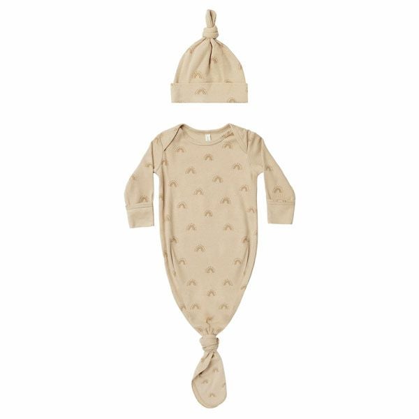オーガニックコットン ベビー結びガウン＆帽子