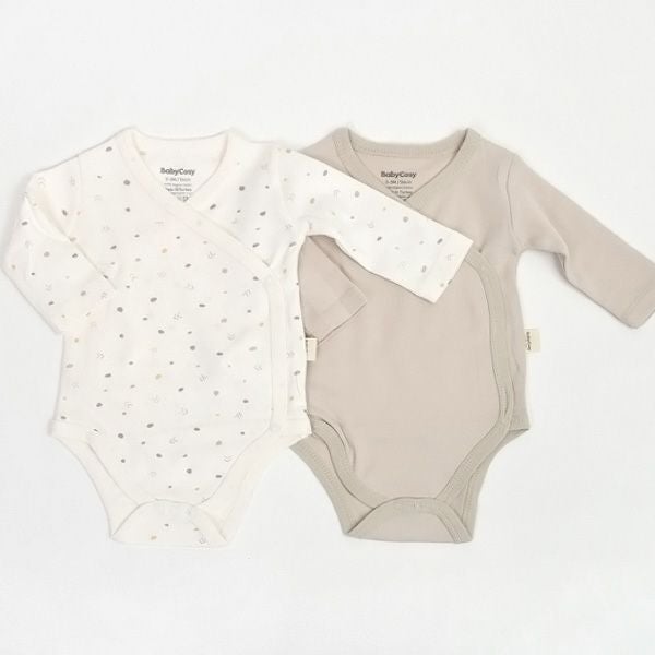 オーガニックコットン ベビー長袖あわせボディGeometric(2枚セット)