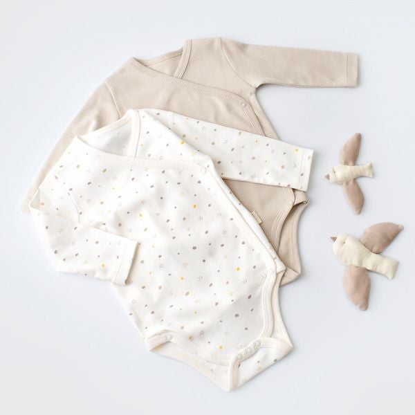 オーガニックコットン ベビー長袖あわせボディGeometric(2枚セット)