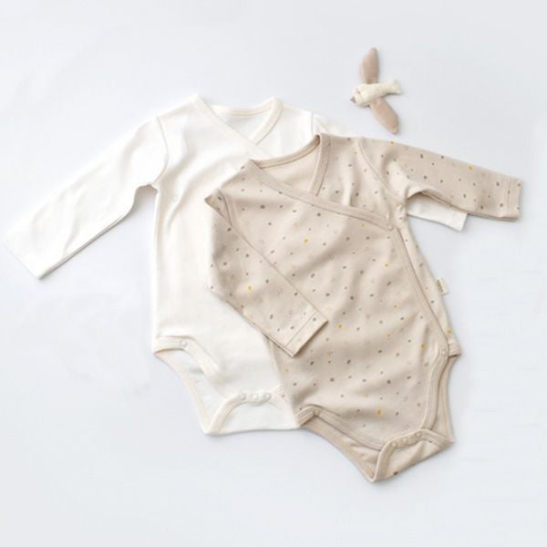 オーガニックコットン ベビー長袖あわせボディGeometric(2枚セット)