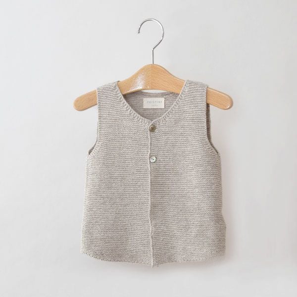 オーガニックコットン＆ヤク ガーターニットベスト グレー 80-90