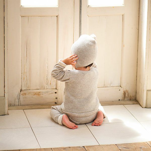 オーガニックコットン＆ヤク ガーターニットベスト グレー 80-90