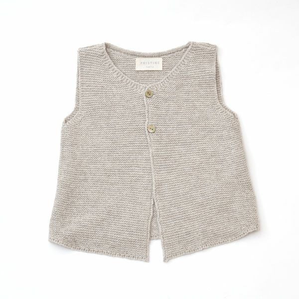 オーガニックコットン＆ヤク ガーターニットベスト グレー 80-90