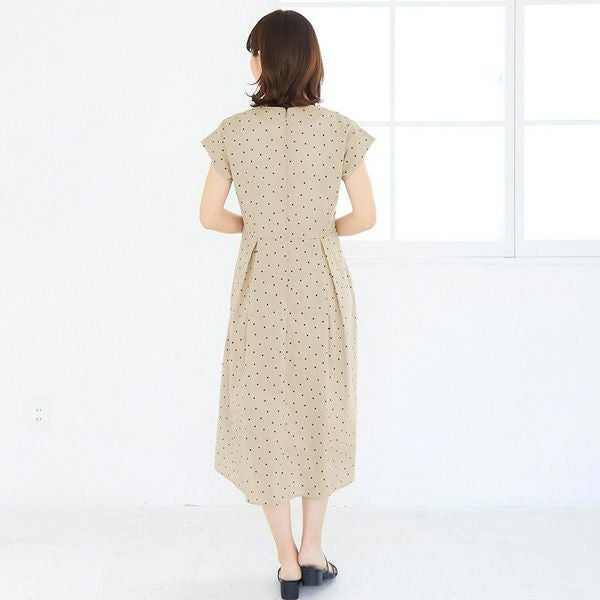 オーガニックコットン ドットすっきりシルエットワンピース
