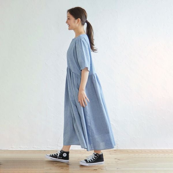 オーガニックコットン ガーゼアーチラインワンピース