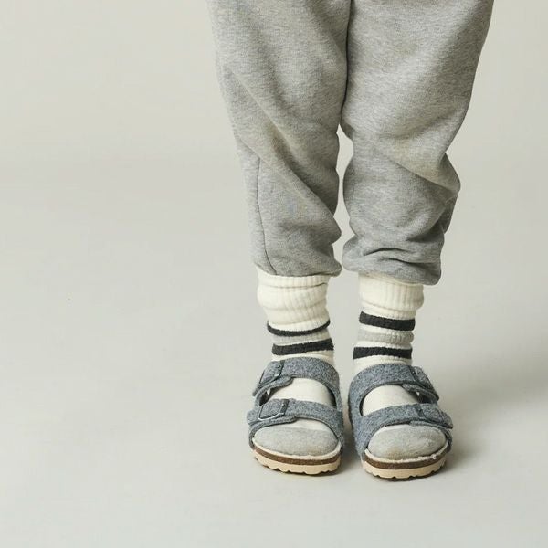 オーガニックコットン キッズストライプメランジソックス