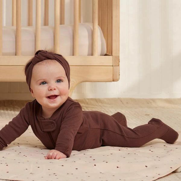 オーガニックコットン ベビー 足つきジッパーカバーオール(長袖)