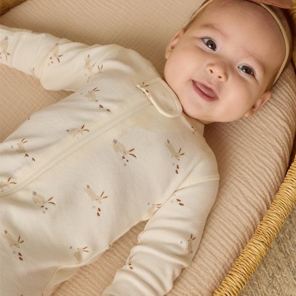 オーガニックコットン ベビー 足つきジッパーカバーオール(長袖)