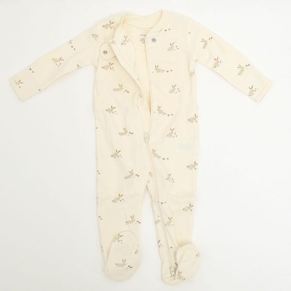 オーガニックコットン ベビー 足つきジッパーカバーオール(長袖)