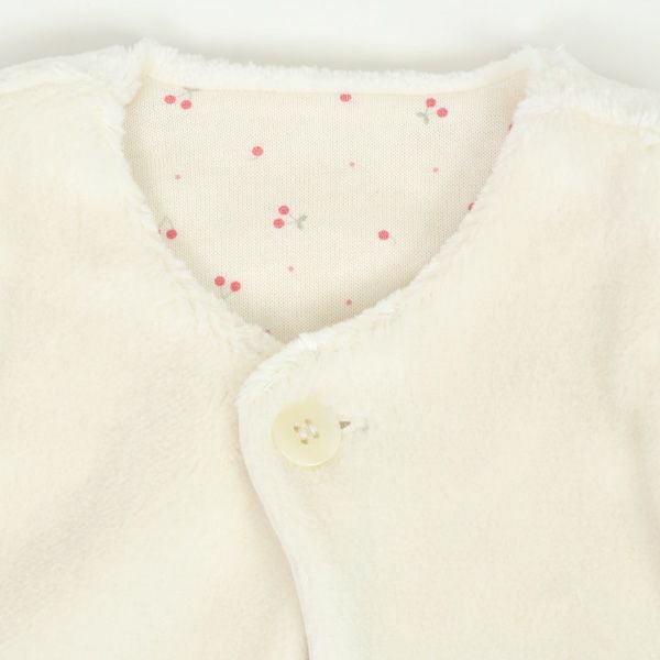 オーガニックコットン ベビーフェイクファーベストさくらんぼ