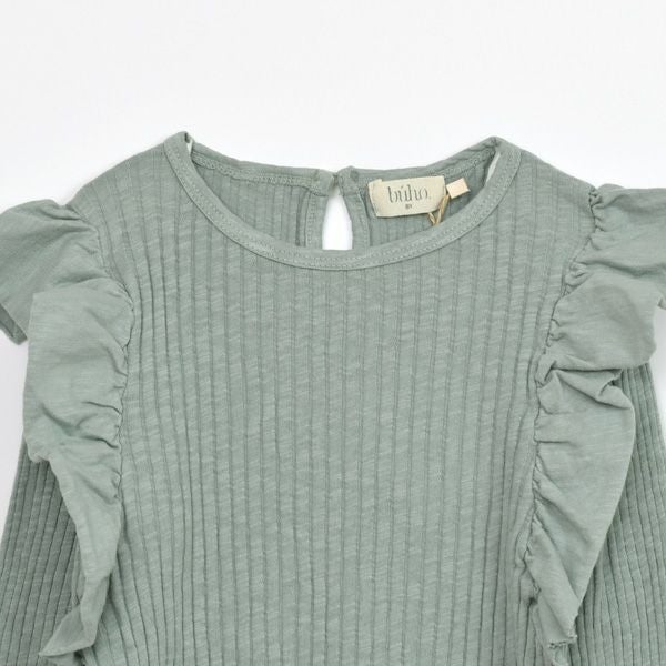 オーガニックコットン キッズフリルリブブラウス(長袖)