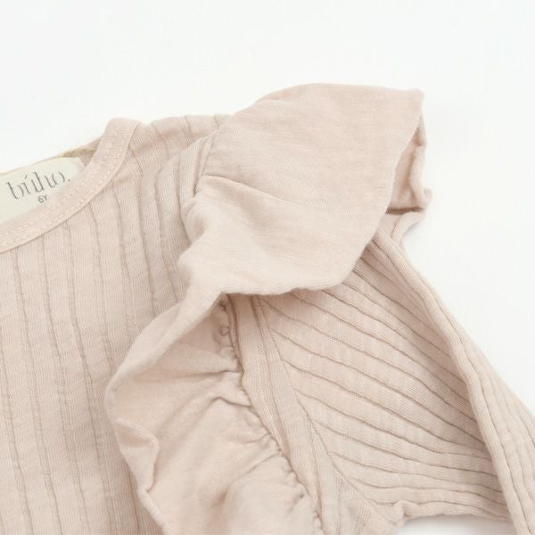 オーガニックコットン キッズフリルリブブラウス(長袖)