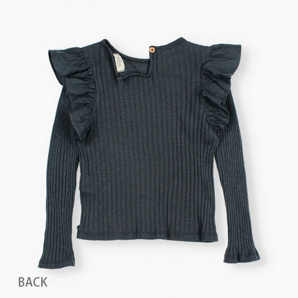 オーガニックコットン キッズフリルリブブラウス(長袖)