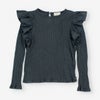 オーガニックコットン キッズフリルリブブラウス(長袖)