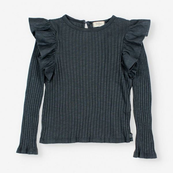 オーガニックコットン キッズフリルリブブラウス(長袖)