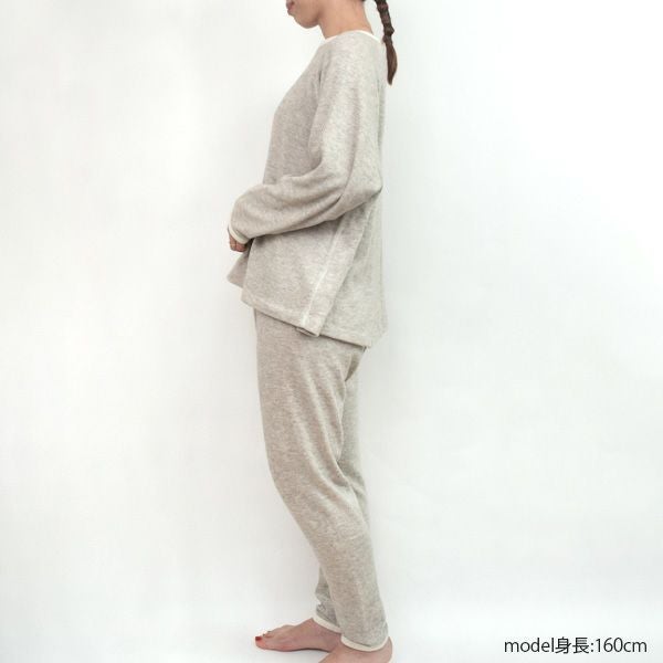 オーガニックコットン＆ヤク ラフアンドスムースパンツ グレー M