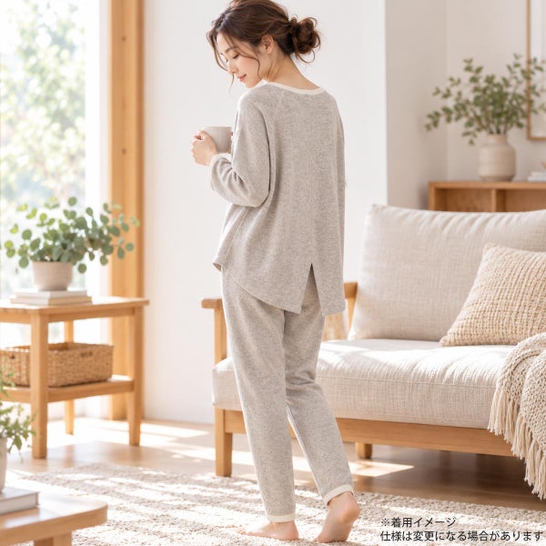 オーガニックコットン＆ヤク ラフアンドスムースパンツ グレー M