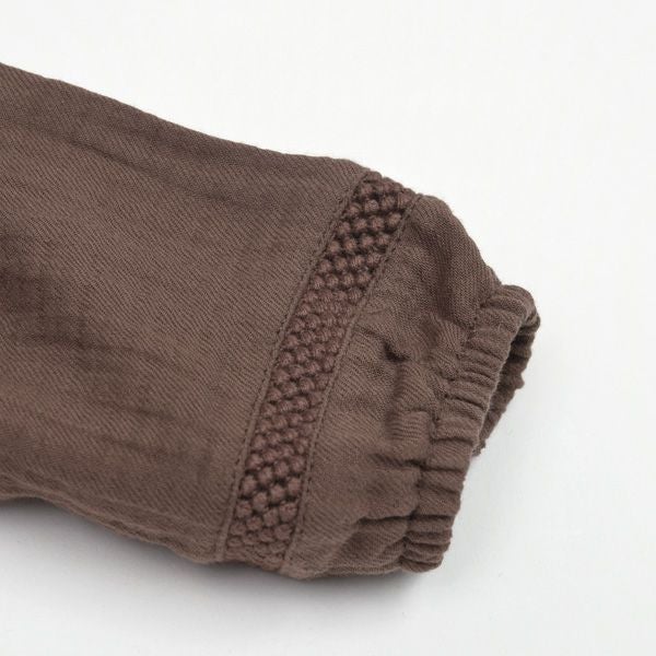 オーガニックコットン ベビー ガーゼペプラム付きロンパース(長袖)