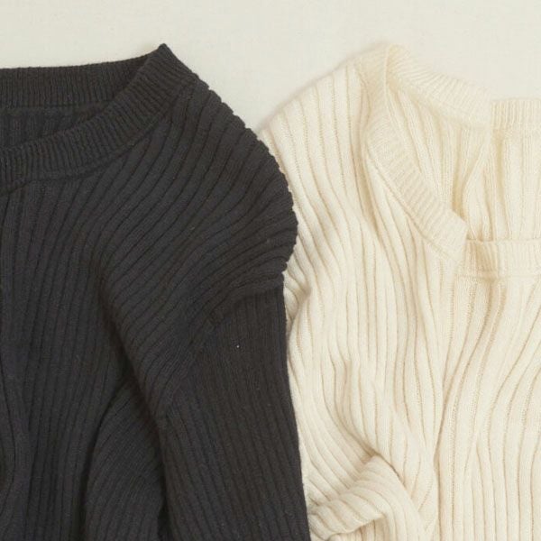 オーガニックコットン エアリーリブクルーネック