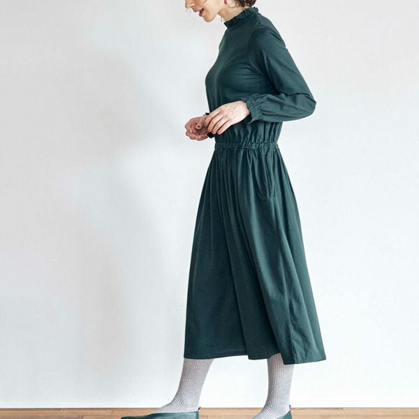 オーガニックコットン 天竺フリルネックワンピース