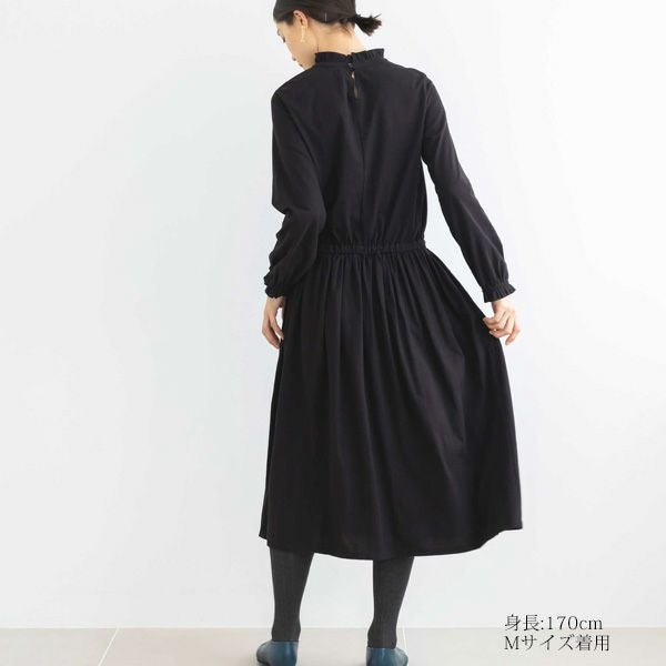 オーガニックコットン 天竺フリルネックワンピース