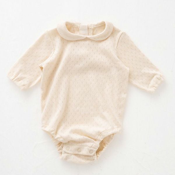 オーガニックコットン ベビー 透かし編みボディースーツ
