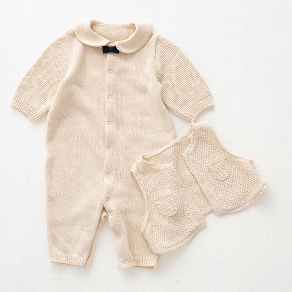 オーガニックコットン ベビー ニットベスト付き2wayドレス