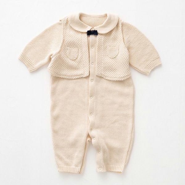 オーガニックコットン ベビー ニットベスト付き2wayドレス