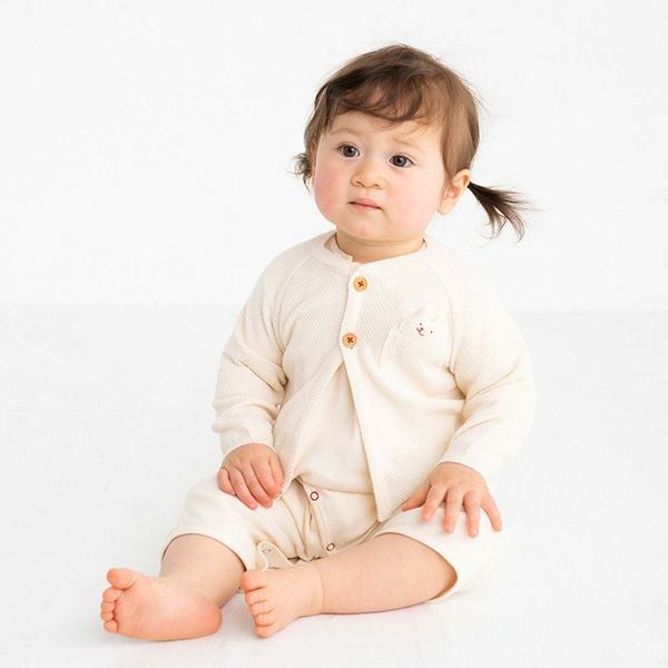 オーガニックコットン ベビーニットカノコ編みカーディガン