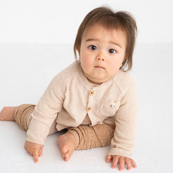 オーガニックコットン ベビーニットカノコ編みカーディガン